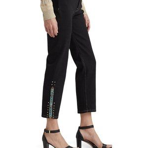 Lauren Ralph Lauren Beaded Navajo Indian Straight Cropped Jeans
